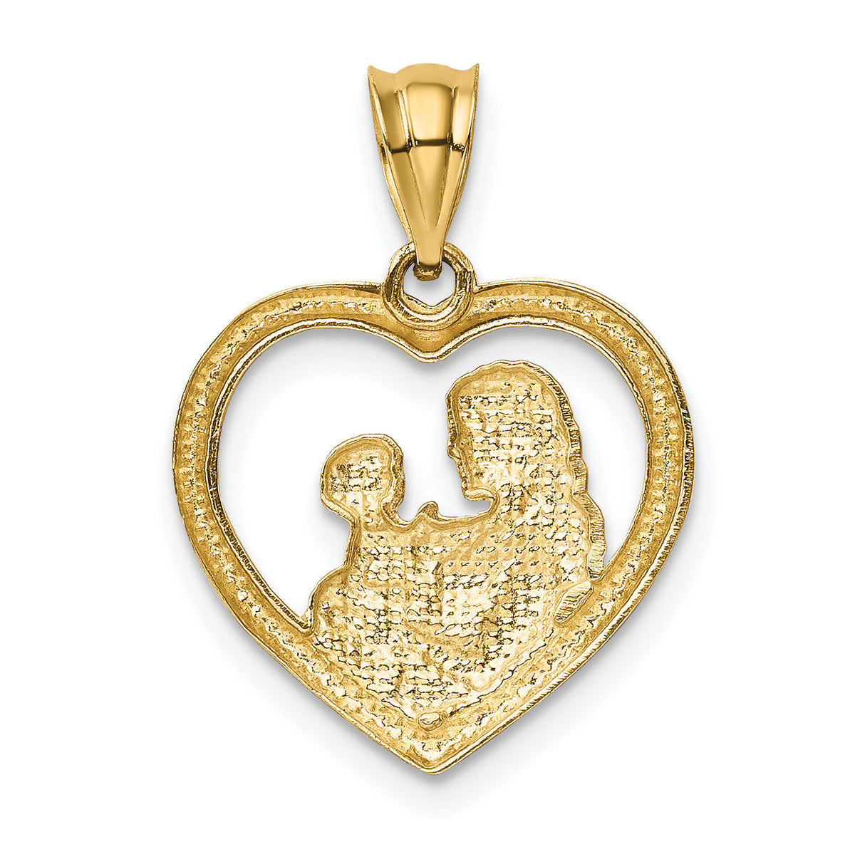 14k Polished and Satin Mom/Baby Heart Charm-K4753