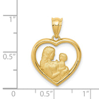 14k Polished and Satin Mom/Baby Heart Charm-K4753