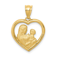 14k Polished and Satin Mom/Baby Heart Charm-K4753