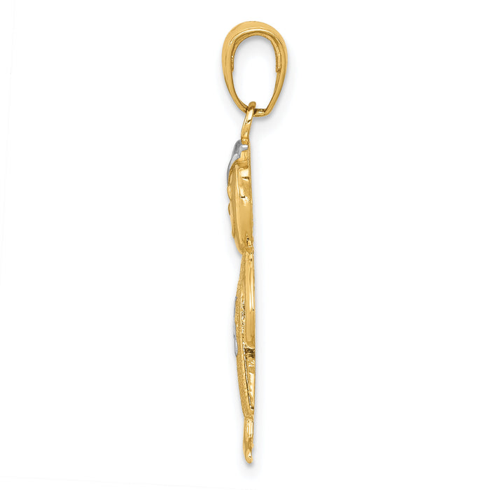 14k and Rhodium Boy w/Hands in Pockets Pendant-K4755