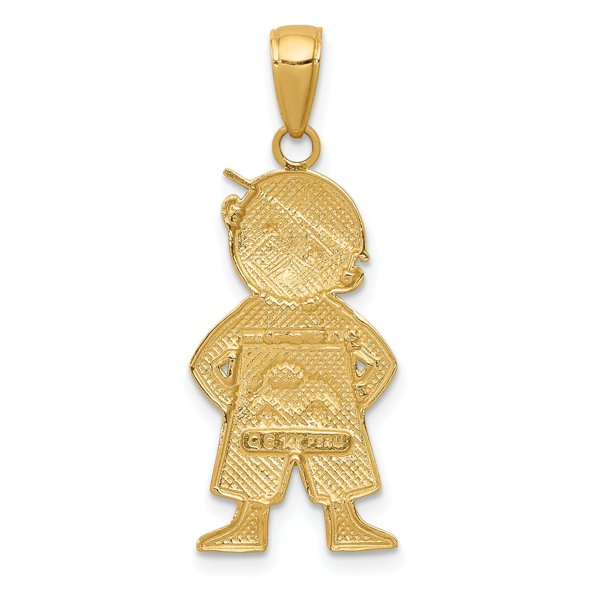 14k and Rhodium Boy w/Hands in Pockets Pendant-K4755