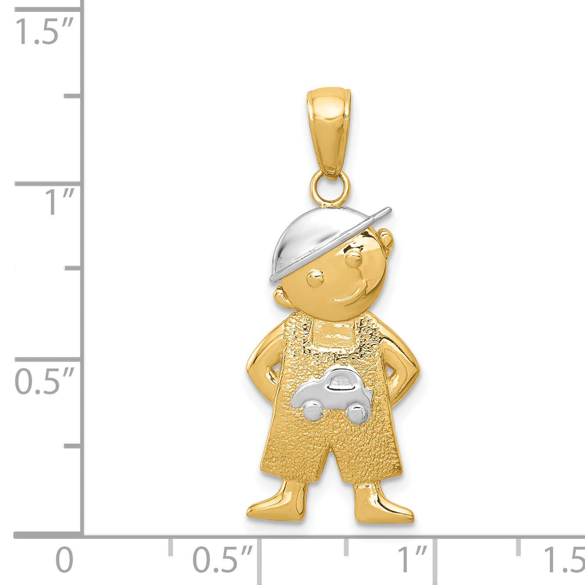 14k and Rhodium Boy w/Hands in Pockets Pendant-K4755