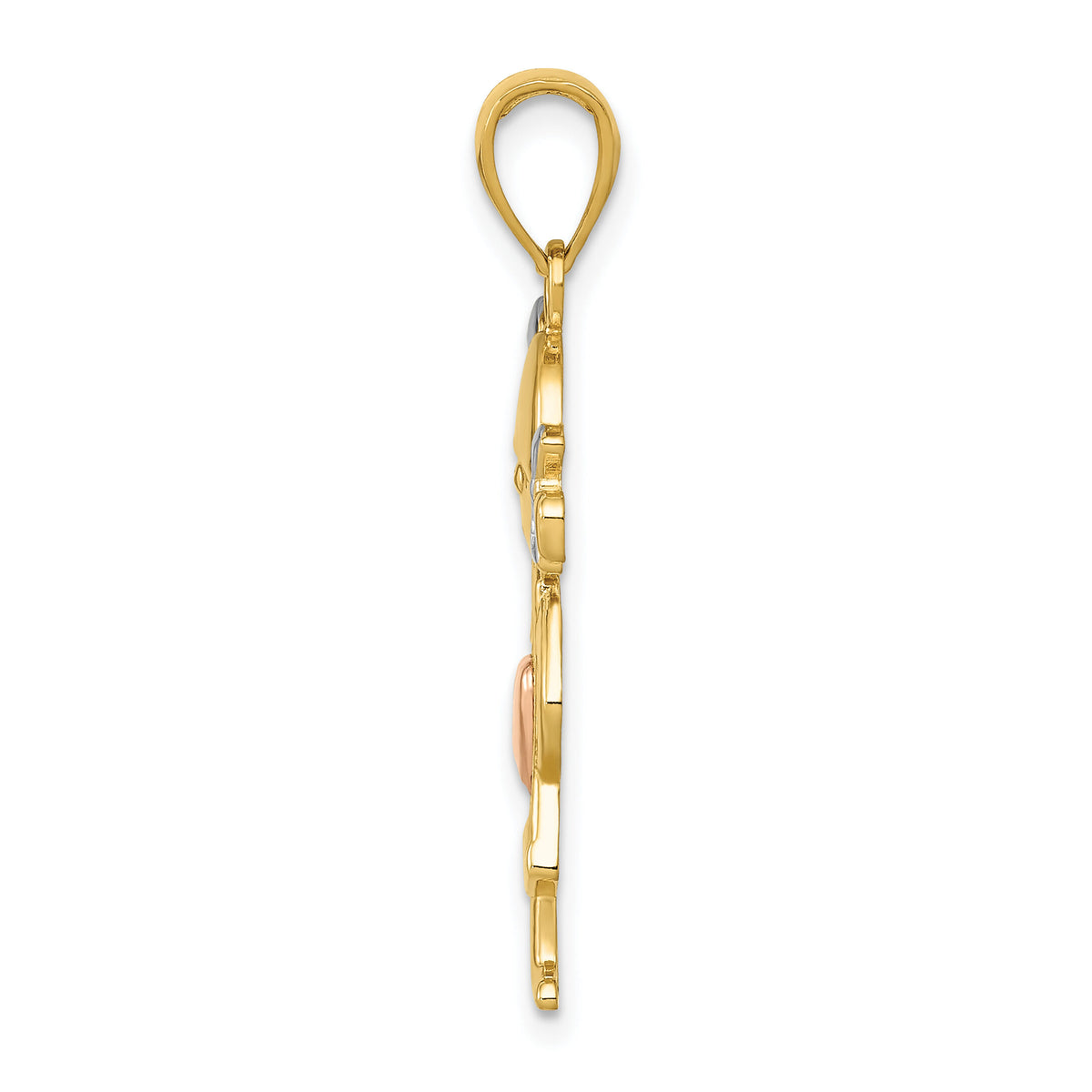 14k Yellow and Rose Gold w/Rhodium Girl Pendant-K4756