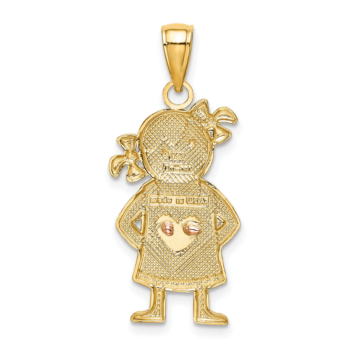 14k Yellow and Rose Gold w/Rhodium Girl Pendant-K4756