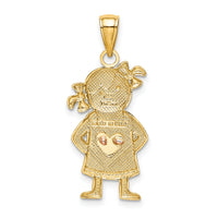 14k Yellow and Rose Gold w/Rhodium Girl Pendant-K4756