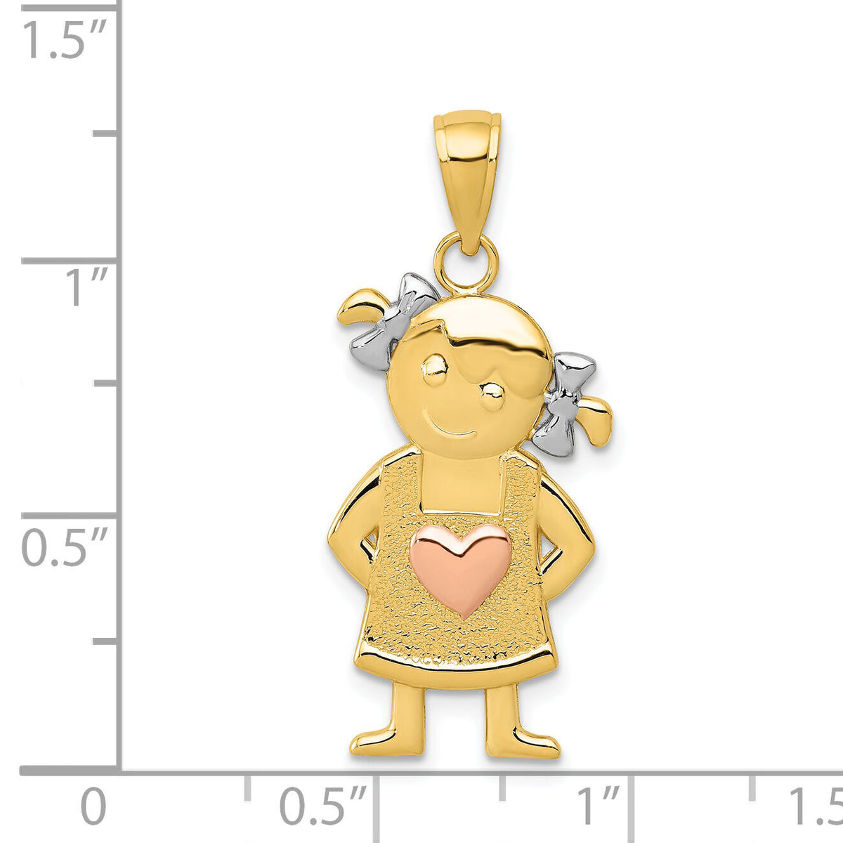 14k Yellow and Rose Gold w/Rhodium Girl Pendant-K4756