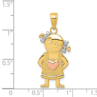 14k Yellow and Rose Gold w/Rhodium Girl Pendant-K4756