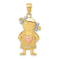14k Yellow and Rose Gold w/Rhodium Girl Pendant-K4756