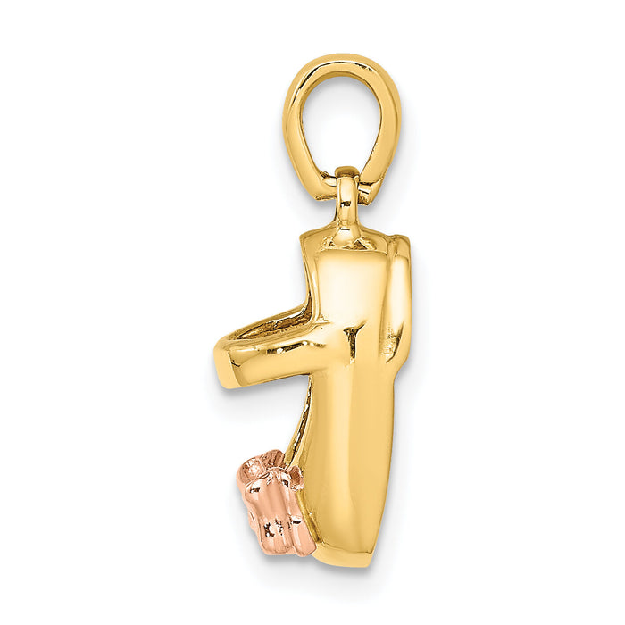 14k  3D Two-tone Baby Shoe Charm-K4767