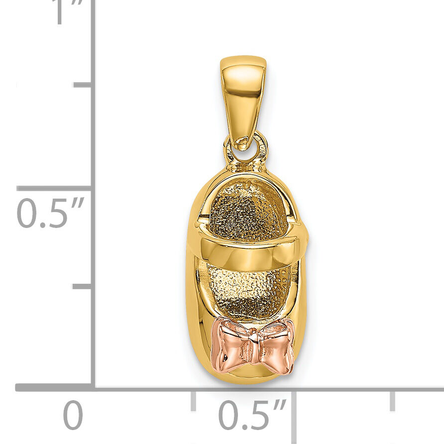 14k  3D Two-tone Baby Shoe Charm-K4767