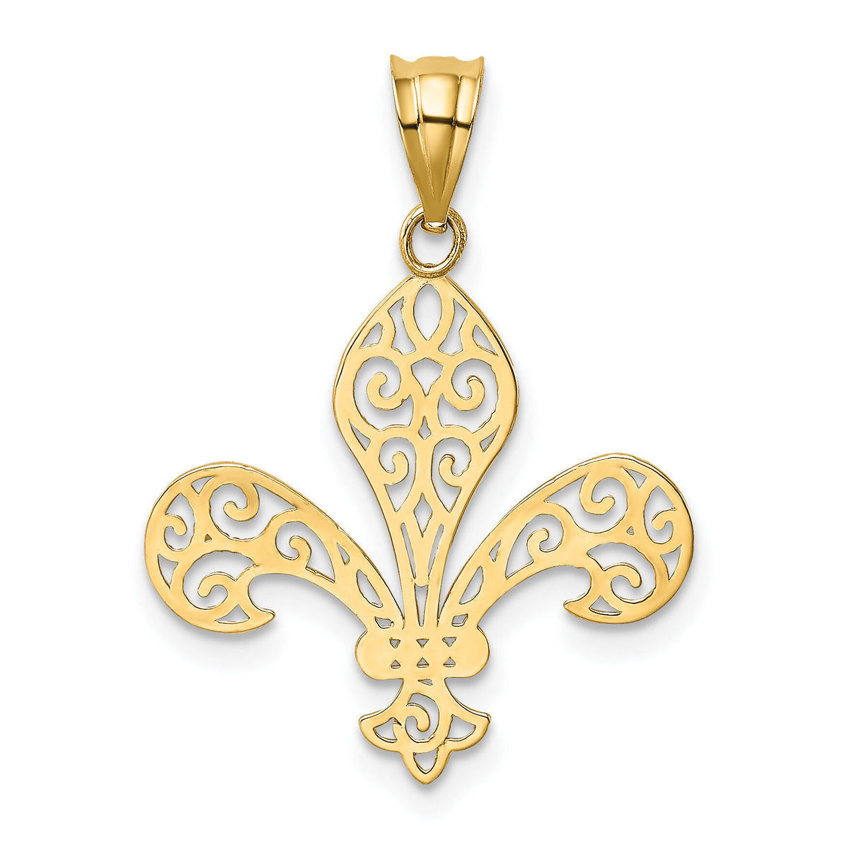 14k Filigree Fleur de Lis Pendant-K4770