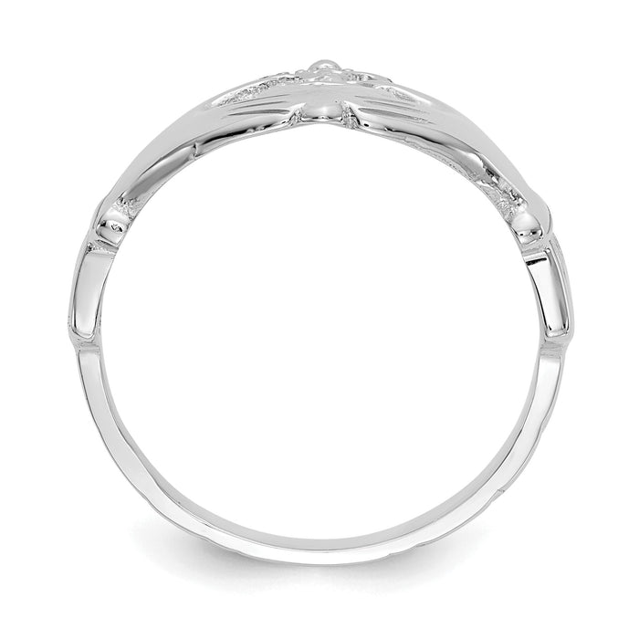 14k White Gold Polished Claddagh Ring-K4773
