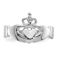 14k White Gold Polished Claddagh Ring-K4773