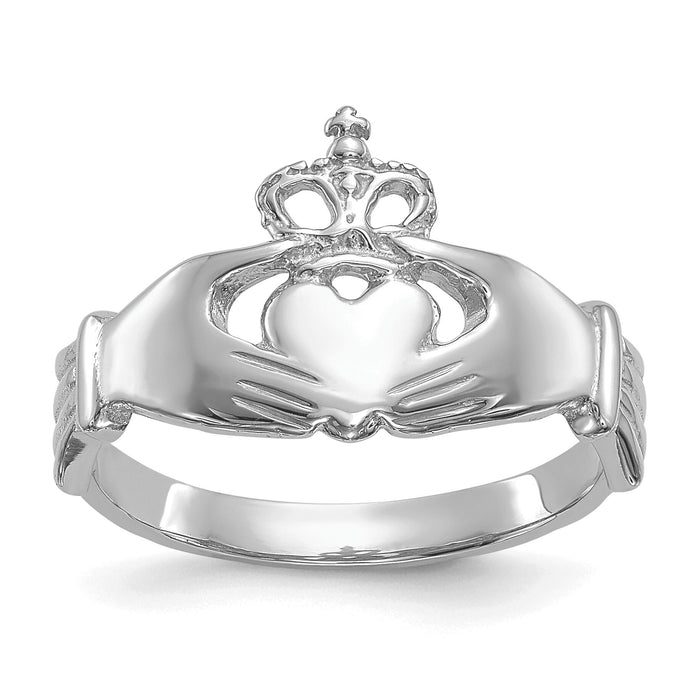14k White Gold Polished Claddagh Ring-K4773
