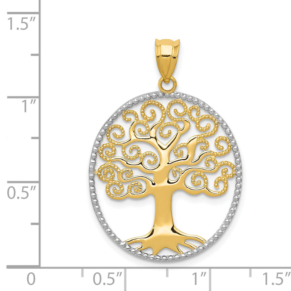 14k w/Rhodium Filigree Tree of Life Pendant-K4781