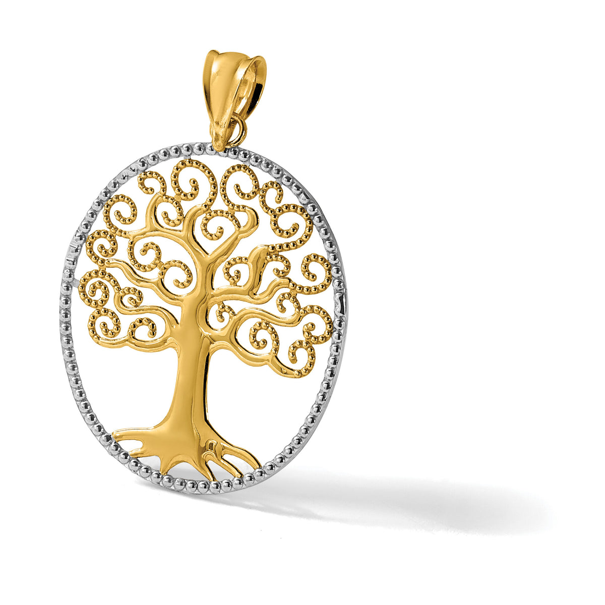 14k w/Rhodium Filigree Tree of Life Pendant-K4781