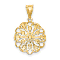 14K w/Rhodium Diamond-Cut Round Pendant-K4785