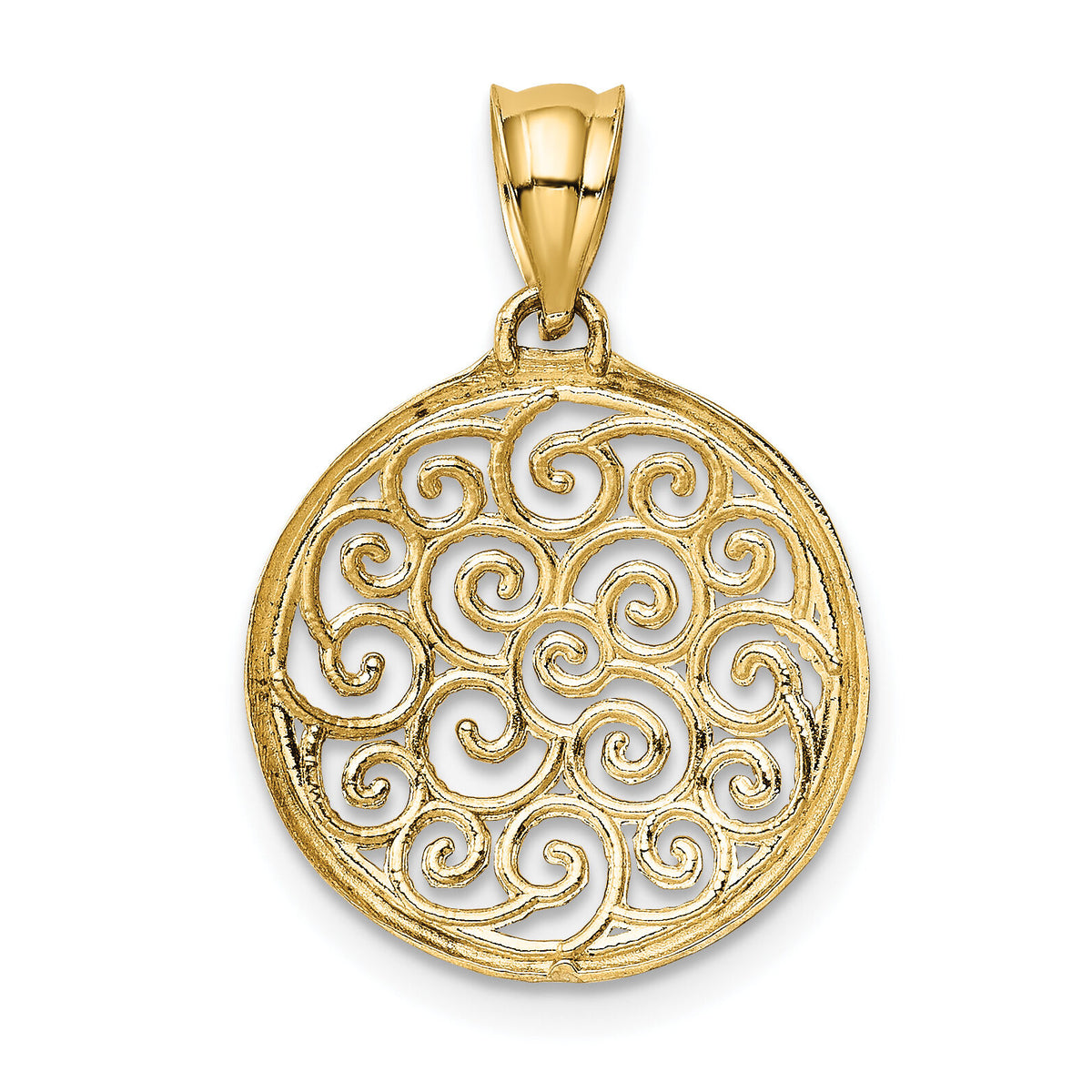 14K w/Rhodium Filigree Circle Pendant-K4786