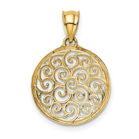 14K w/Rhodium Filigree Circle Pendant-K4786