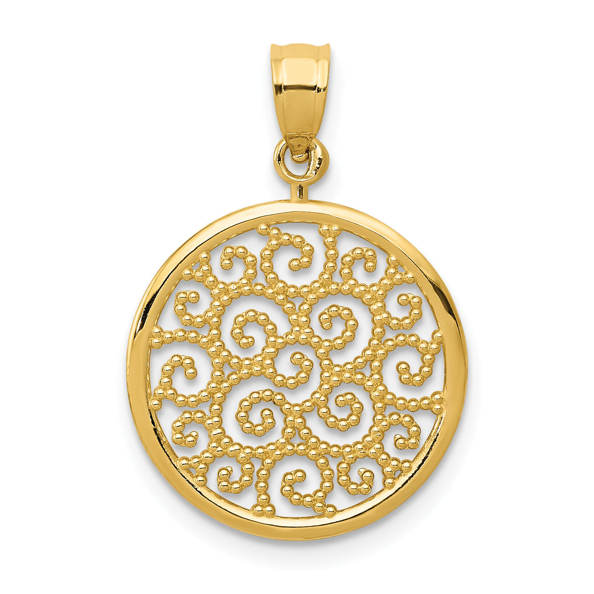 14k Filigree Round Pendant-K4787