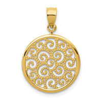 14k Filigree Round Pendant-K4787