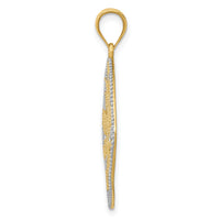 14K w/Rhodium Diamond-Cut Filigree Swirl Pendant-K4789