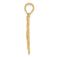 14k and Rhodium Diamond-cut Swirl Round Pendant-K4790
