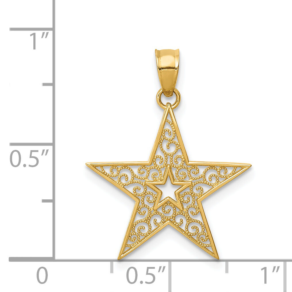 14k Filigree Star Pendant-K4807