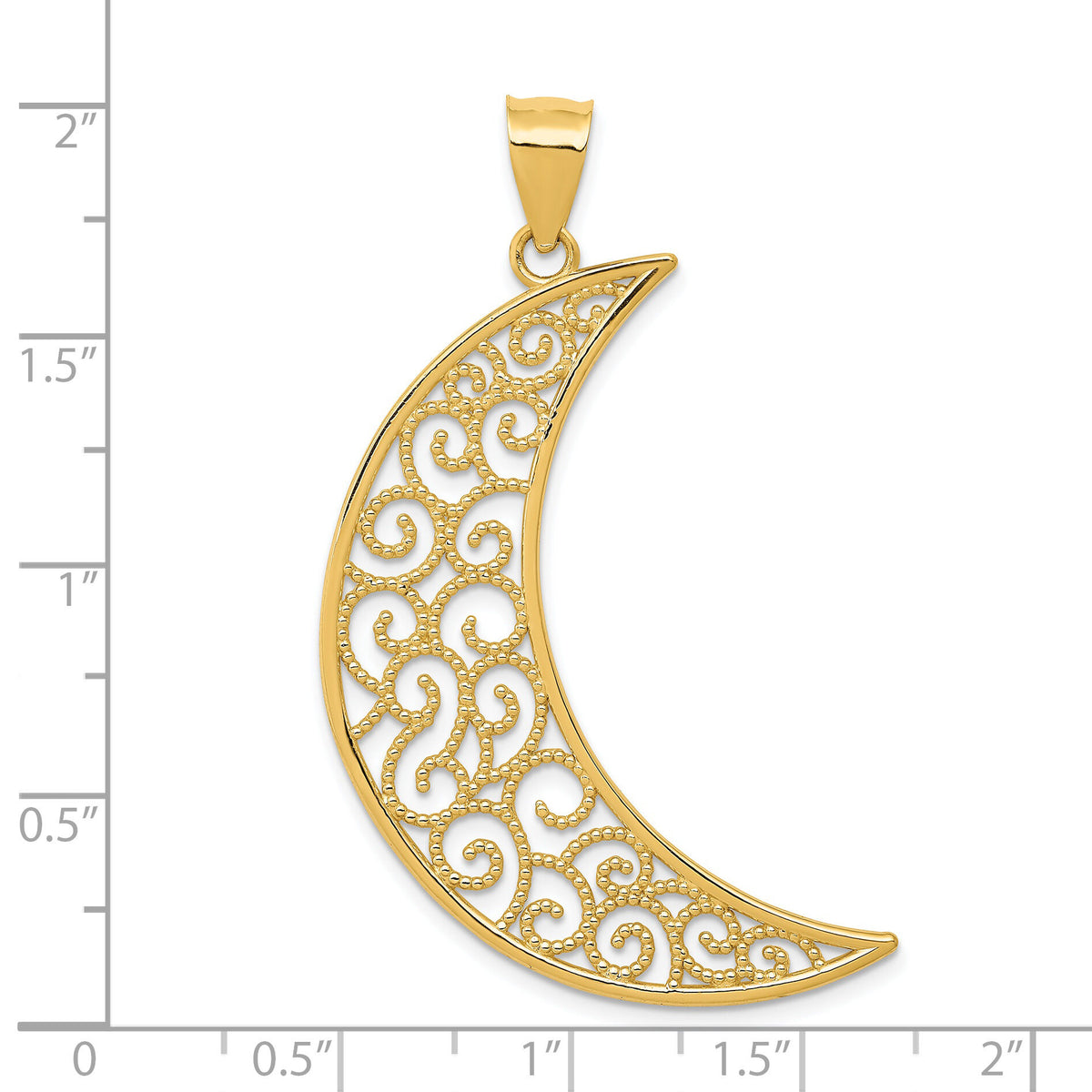 14k Filigree Moon Pendant-K4809