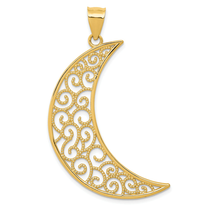 14k Filigree Moon Pendant-K4809