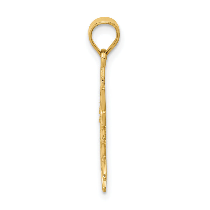 14k Polished Filigree Sun Pendant-K4812
