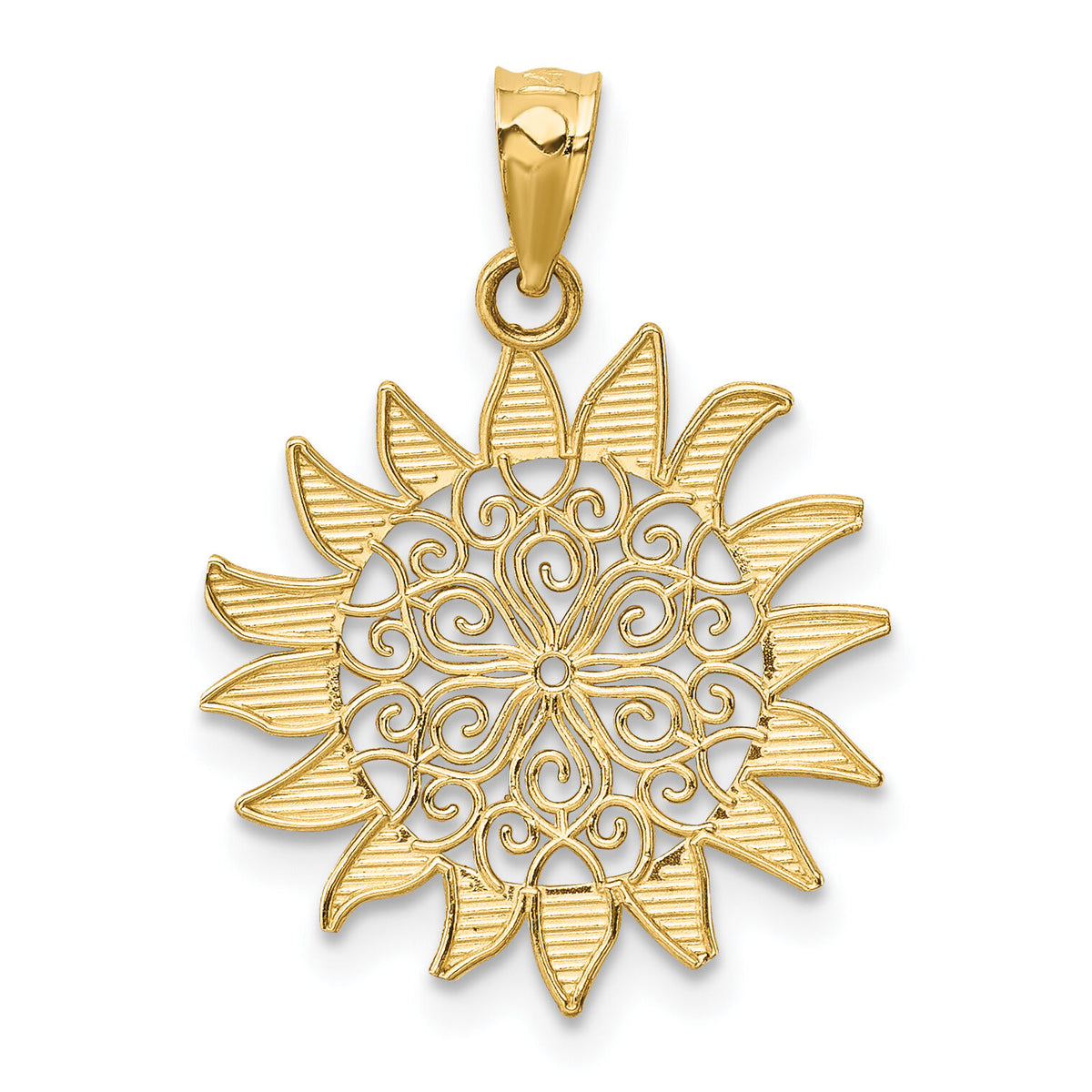 14k Polished Filigree Sun Pendant-K4812