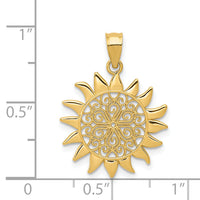 14k Polished Filigree Sun Pendant-K4812
