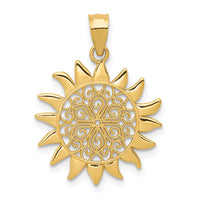 14k Polished Filigree Sun Pendant-K4812