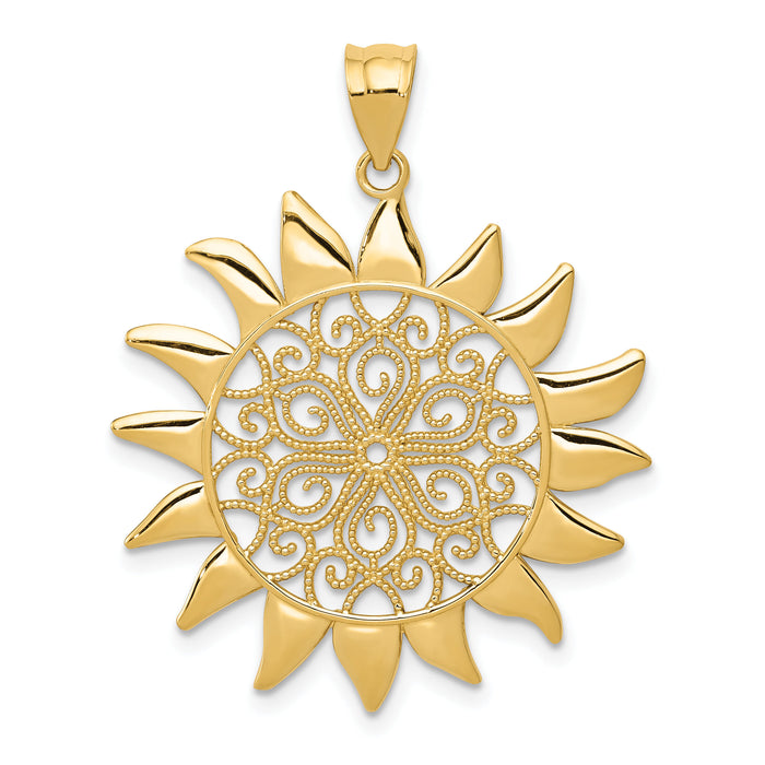 14k Filigree Sun Pendant-K4813