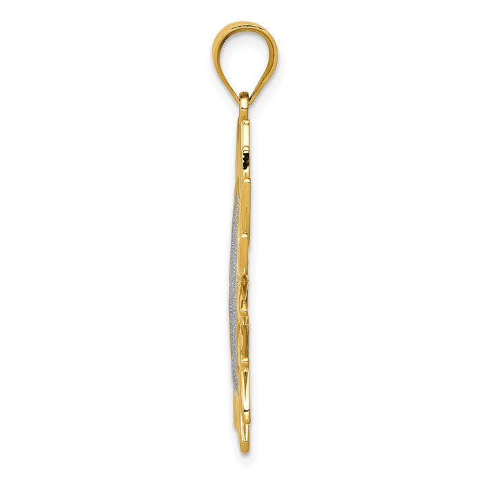 14k w/Rhodium Sun Filigree Pendant-K4814