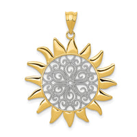 14k w/Rhodium Sun Filigree Pendant-K4814