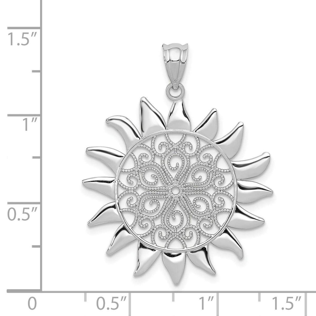 14k White Gold Filigree Sun Pendant-K4815