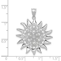 14k White Gold Filigree Sun Pendant-K4815