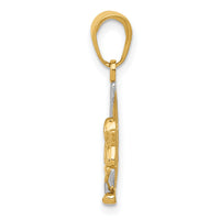14k and Rhodium Polished Moon w/ Angel Pendant-K4816