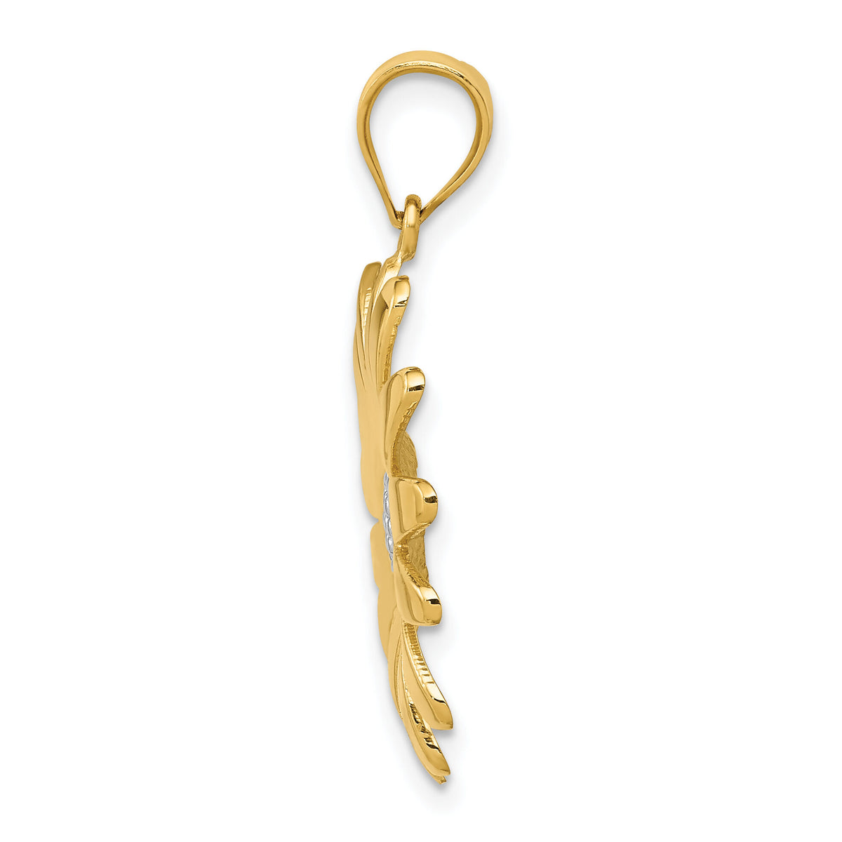 14k w/Rhodium Sunflower Pendant-K4821