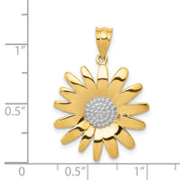 14k w/Rhodium Sunflower Pendant-K4821