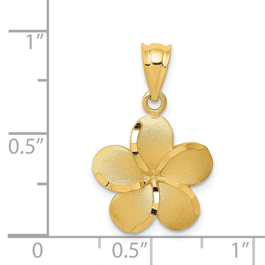 14k Diamond-cut Plumeria Pendant-K4826