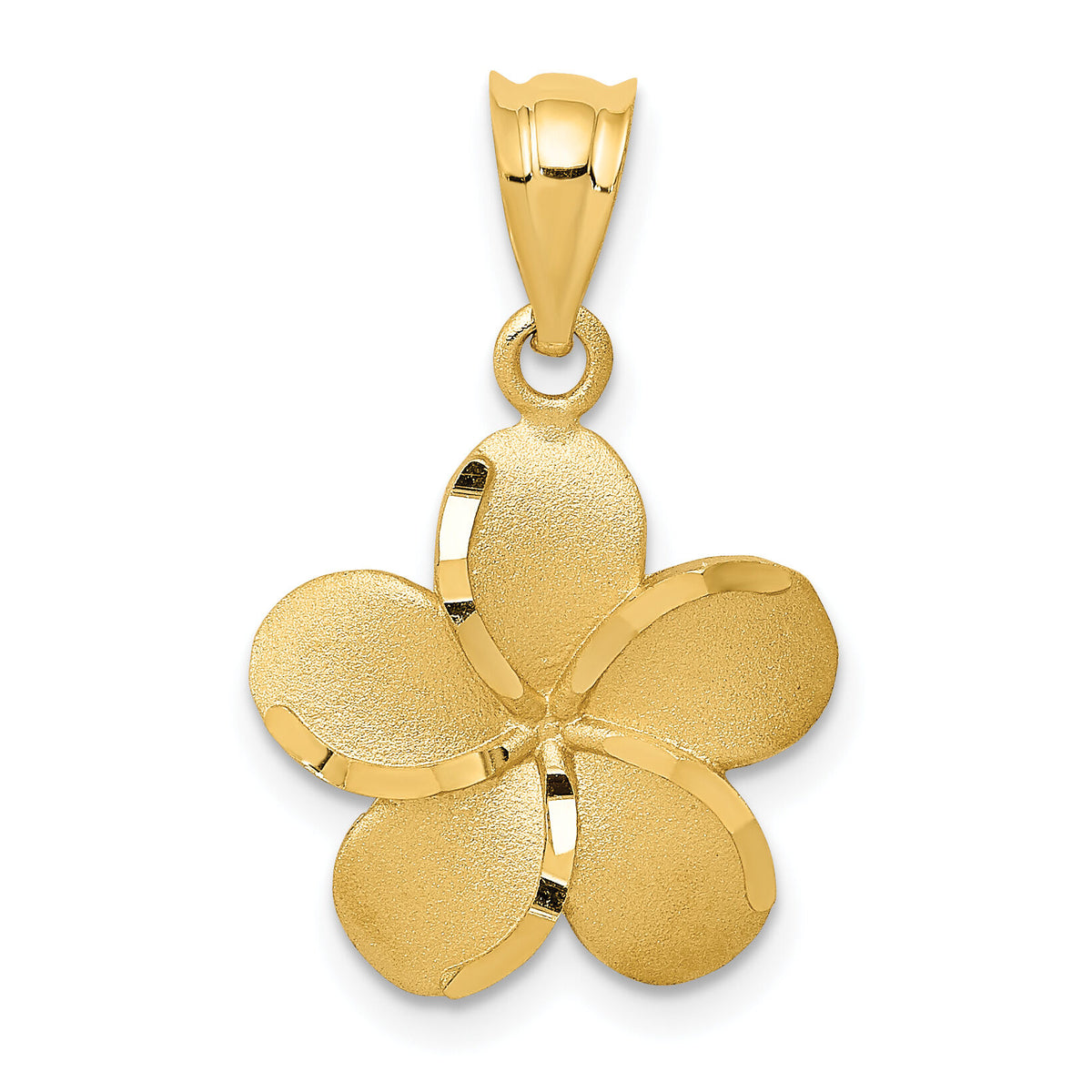 14k Diamond-cut Plumeria Pendant-K4826