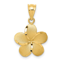 14k Diamond-cut Plumeria Pendant-K4826