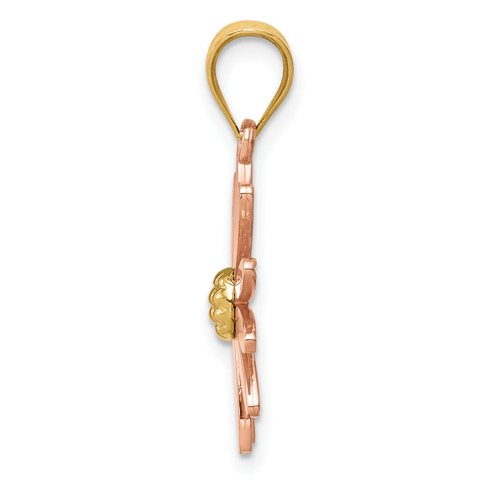 14k Two-tone Rose and Yellow Gold Daisy Pendant-K4828