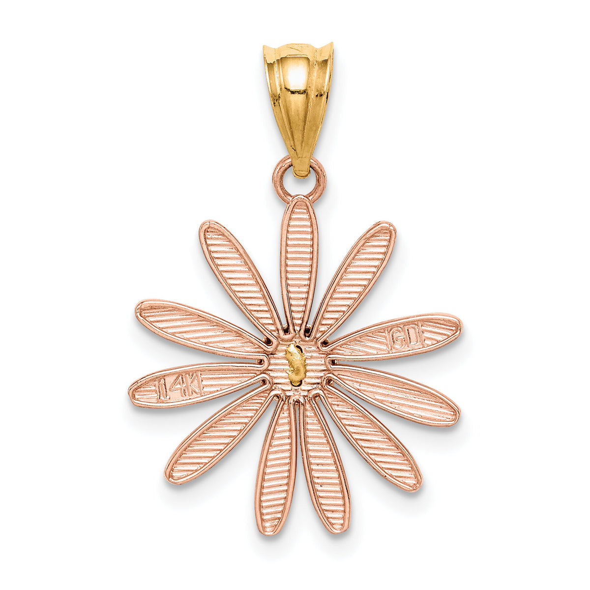 14k Two-tone Rose and Yellow Gold Daisy Pendant-K4828