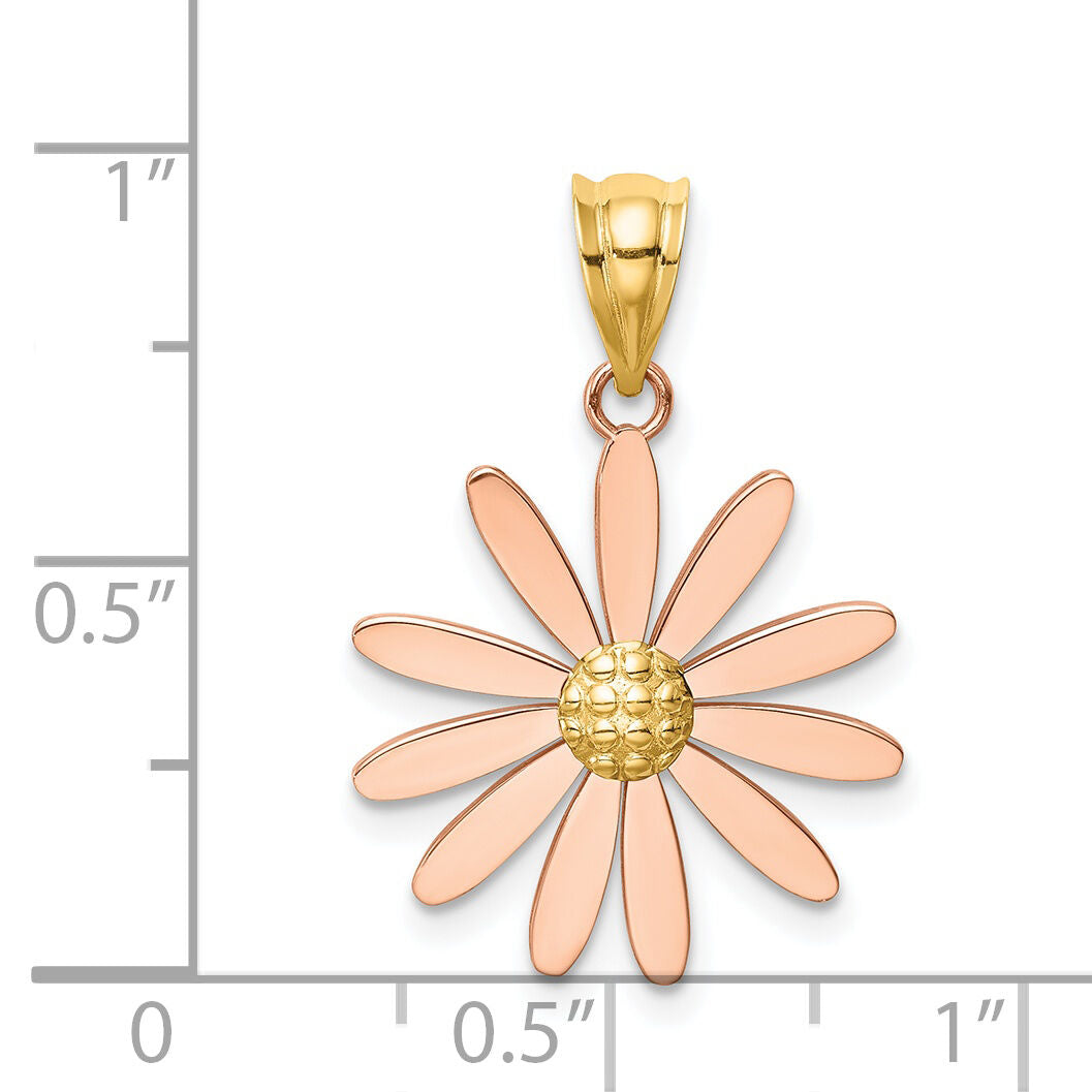 14k Two-tone Rose and Yellow Gold Daisy Pendant-K4828