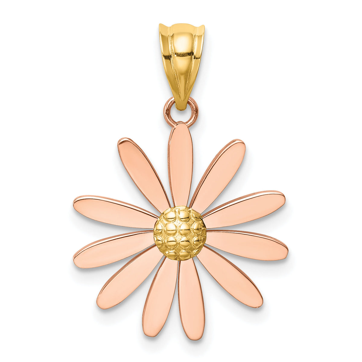 14k Two-tone Rose and Yellow Gold Daisy Pendant-K4828