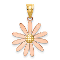 14k Two-tone Rose and Yellow Gold Daisy Pendant-K4828